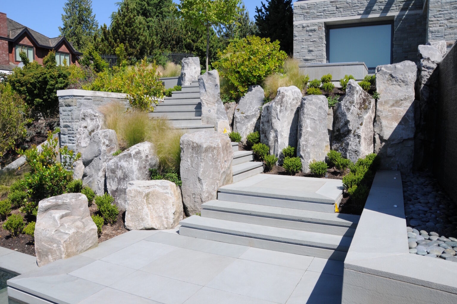 High end landscape construction by Fossil Landscape Construction in Vancouver BC featuring refined outdoor spaces, detailed craftsmanship and timeless design.